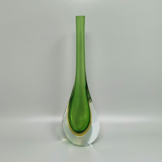 Image 1 of Wunderschöne grüne und gelbe Vase aus den 1960er Jahren von Flavio Poli