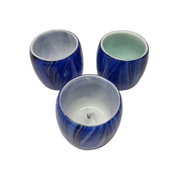 Image 1 of 3 porte-bougies chauffe-plat vintage bleu cobalt
