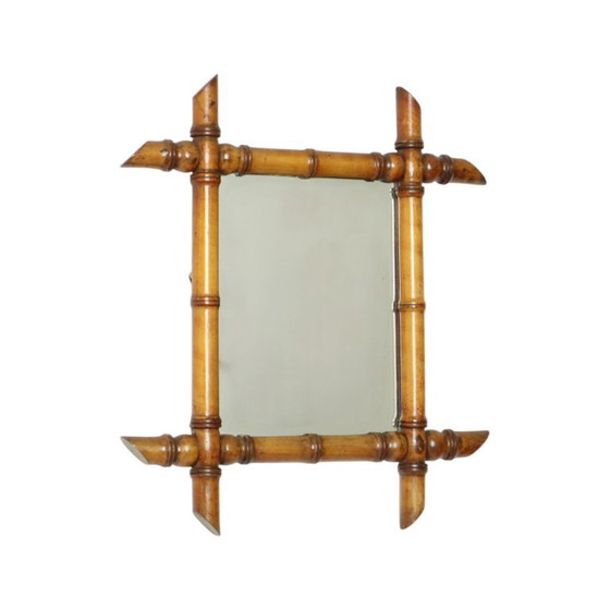 Image 1 of Miroir antique en bois et faux bambou