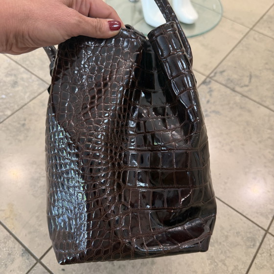 Sac à main italien élégant en cuir véritable aspect crocodile – fabriqué en Italie – comme neuf – Sacs a main (photo 5 of 9)