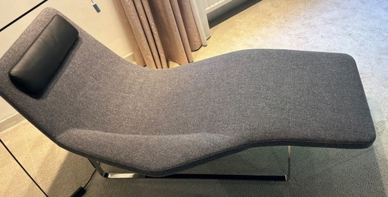 B&B Italia Landscape Chaise longue, grey textile and black leather, Modern (photo 3 of 6)