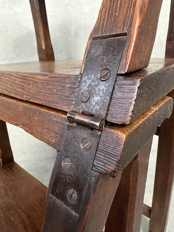 Image 1 of Sgabello/sedia antico da biblioteca