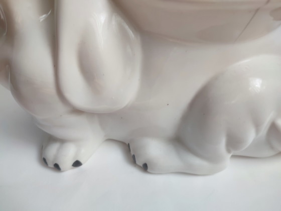 Pot de fleurs vintage en céramique blanche avec un chien kitsch – Cache pots, Ceramic (photo 5 of 8)