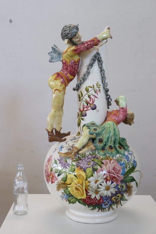 Majestic Ceramic Vase, Italy Early 20th Century