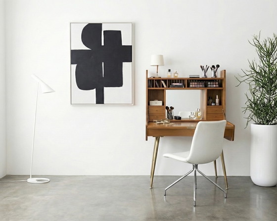 Image 1 of Toeletta/scrivania di metà secolo con specchio – Jese Möbel – Germania – anni '50/'60