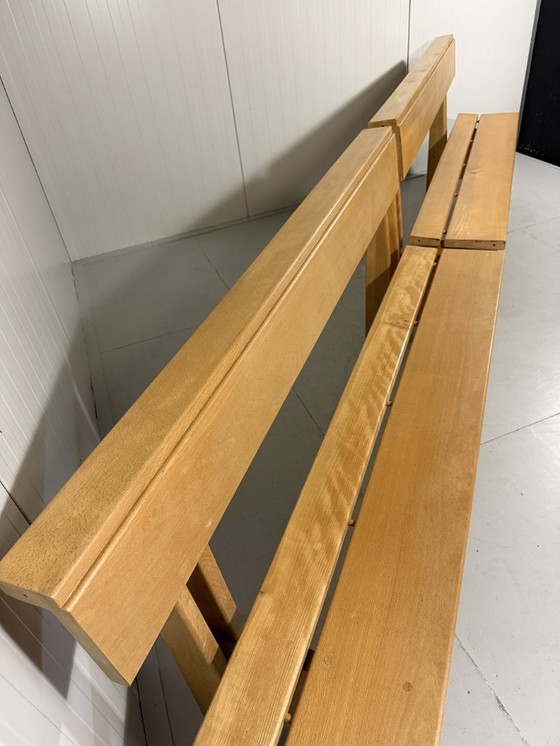 Image 1 of XL Modernist solid beech wood bench 1960s