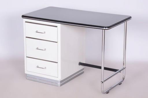 Bureau Bauhaus restauré, acier, verre, Allemagne, années 1940 – Glass, Metal