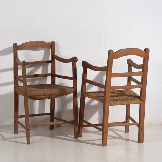 Antike Eichen-Sessel (ca. 1900). 2er-Set, Stoff, Holz, Braun, Rustic (Foto 43 von 43)
