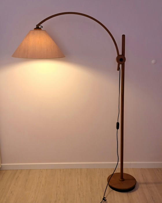 Image 1 of Vintage Domus Teak Floor Lamp 1970s – Adjustable Mid Century Scandinavian Arc Floor Lamp