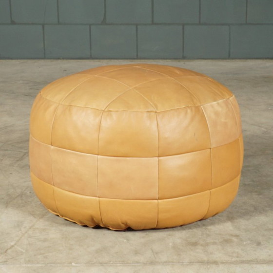 Image 1 of Vintage leather patchwork pouf – 1970s