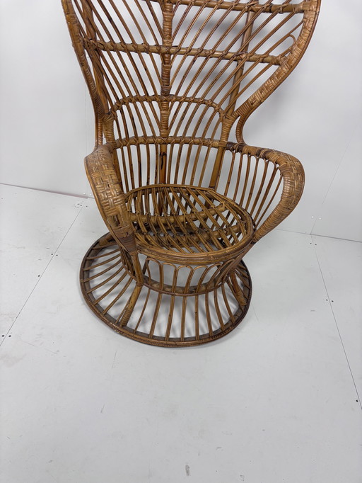 Vintage Pfau Stuhl Rattan Bambus