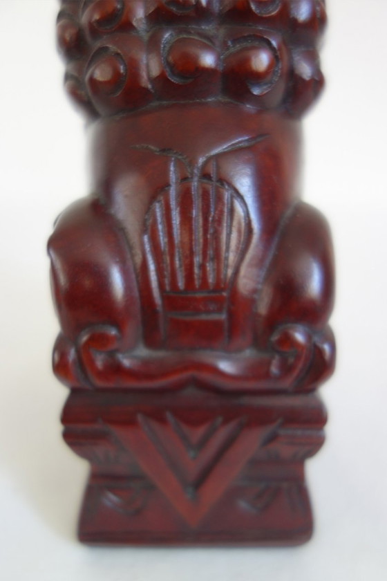 Image 1 of Een paar vintage Chinese houten Foo-honden