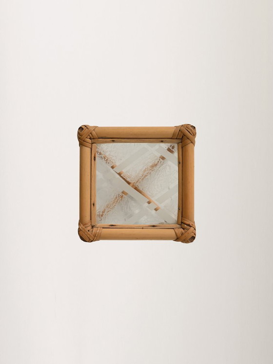 Image 1 of Bamboo Plant Stand with Frosted Glass