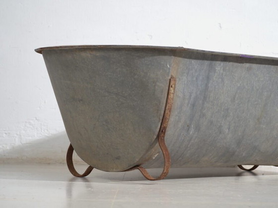 Bañera antigua de zinc galvanizado – Tina industrial europea – circa 1900 #6 – Macetas, Iron, Rustic (photo 13 of 39)