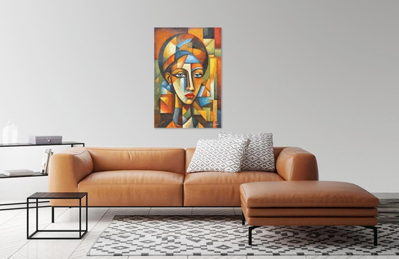 Image 1 of Tela astratta di donna / Arte astratta / Decorazione murale (50 x 75 cm)