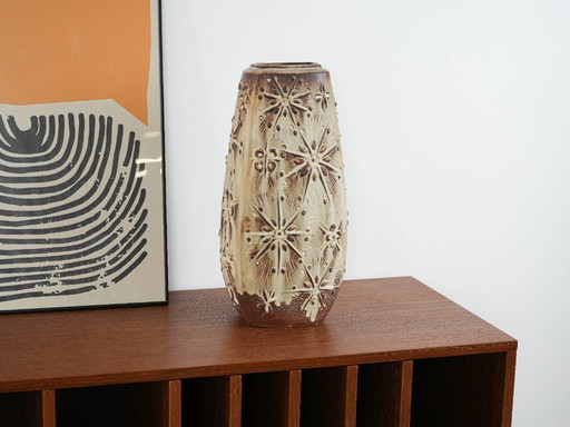 Beige ceramic vase, German design, 1960s, made in West Germany