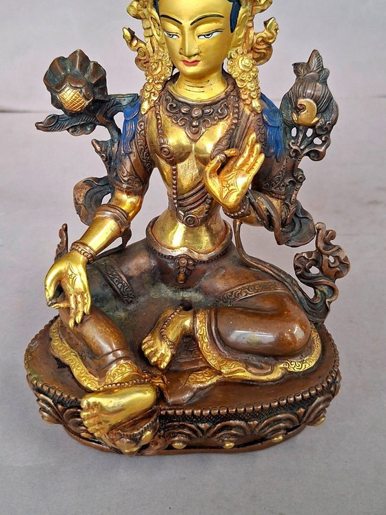 Grüne Tara – Patinierte Bronze – Gold Face – Dekorative Objekte (photo 5 of 18)