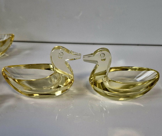 Image 1 of Gebrüder Feix Albrechtsdorf 6 eenden voor zout/schnaps kristalglas circa 1930