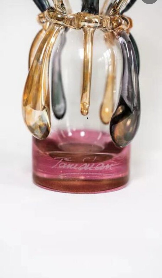 Image 1 of Handgeblazen glazen Ion Tamaian vaas, gesigneerd