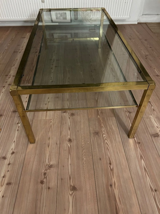 Image 1 of Hollywood Regency style coffee table in glass and gold