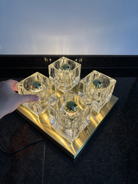 Plafoniera "Ice Cube" vintage Peill & Putzler in ottone – Plafoniere, Glass (photo 8 of 10)