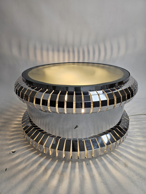 Couchtisch aus Chrom und Glas, Italien, 70er Jahre