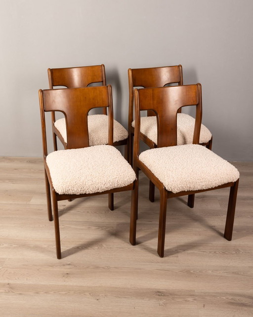 Set di 4 sedie italiane vintage in tessuto bianco