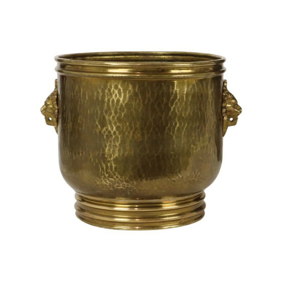 Large Jardinière Flowerpot Hammered Brass Lionheads – Decorative Objects (photo 5 of 15)