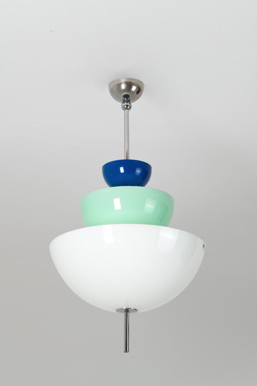 Lámpara de araña/colgante de cristal de Murano estilo Memphis de los años 80, rara - Tre