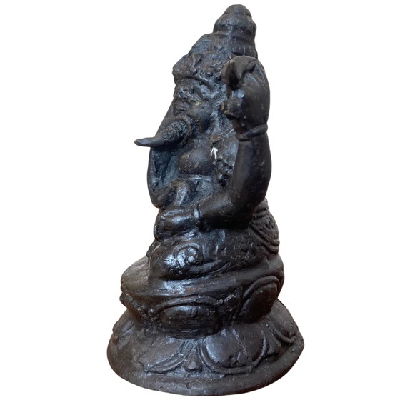 Robusta Statua Antica in Bronzo di Ganesha – Bifacciale – India del Sud – 13.5 cm – Sculture, Bronze (photo 7 of 9)