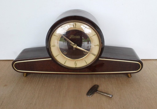 Orologio da camino MCM Anni '50-'60 "Florida" – Con Chiave – klokken, Wood