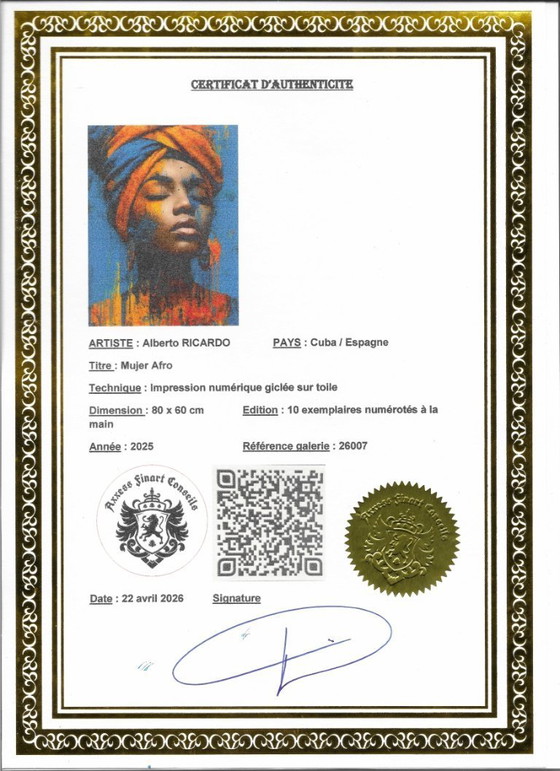 Image 1 of Alberto RICARDO - Mujer Afro - Tela d'artista