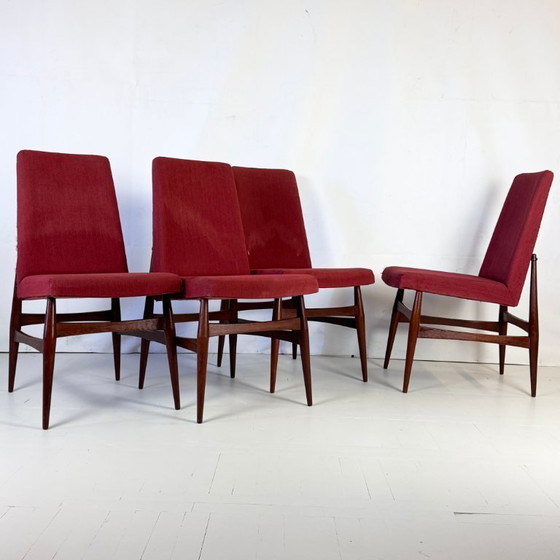 Image 1 of Set van 4 Deense Mid Century teakhouten eetkamerstoelen, 1960