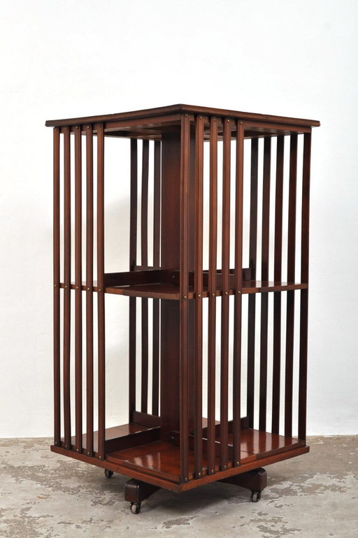 Antieke mahonie boekenmolen, 1890s