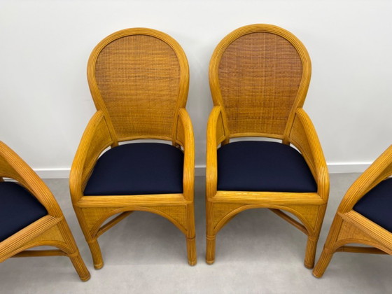 Image 1 of Vintage ( pencil reed ) eettafel met 4 bijpassende stoelen