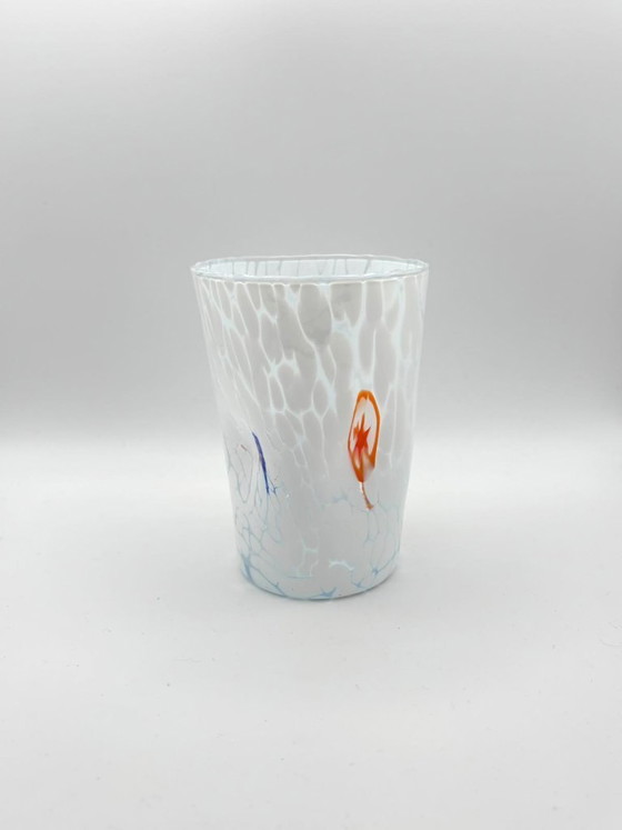Image 1 of Set di 6 bicchieri in vetro soffiato veneziano con murrine Effetre Murano fuse nel vetro, diametro 9 cm, altezza 12,5 cm, hand m
