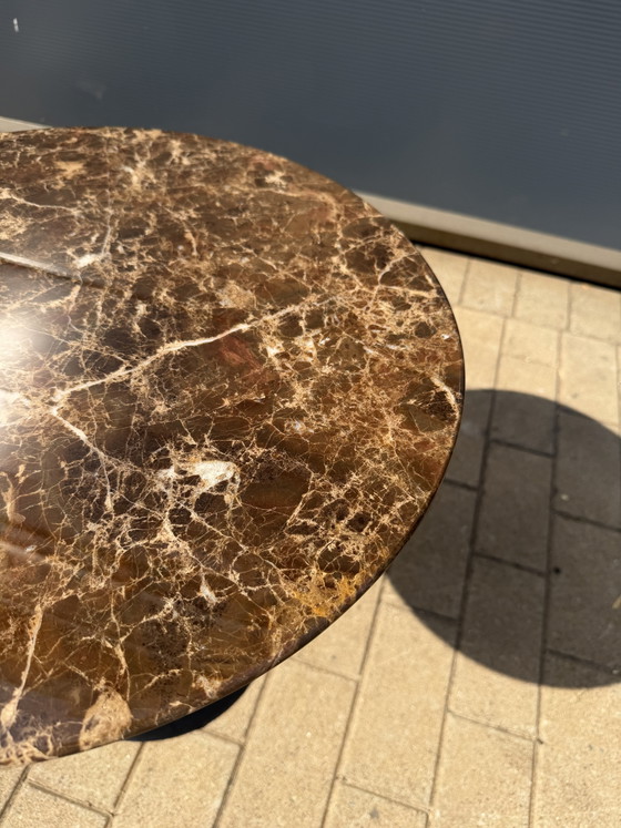 Image 1 of Table d'appoint Knoll Tulip en marbre Emperador en parfait état !! Eero Saarinen