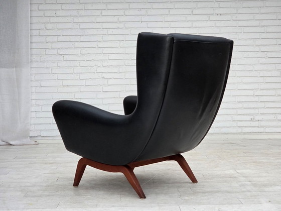 Jaren 60, Deens ontwerp van Illum Wikkelsø, fauteuil, model 110, leer, teak – Wood (photo 13 of 21)