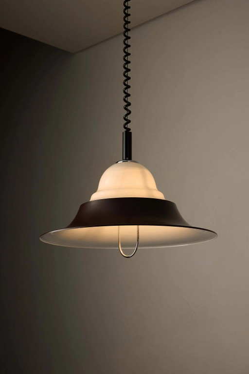 Brown and Opal Glass Model 7565 Adjustable Pull-Down Lamp by Cosack