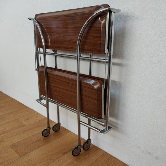 Image 1 of Vintage barcart drankkar trolley butlerwagen serveerwagen. Inklapbaar