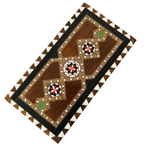 Boîte à cartes vintage en bois à motif géométrique avec incrustations de nacre Khatam – Objets déco, Wood (photo 3 of 6)