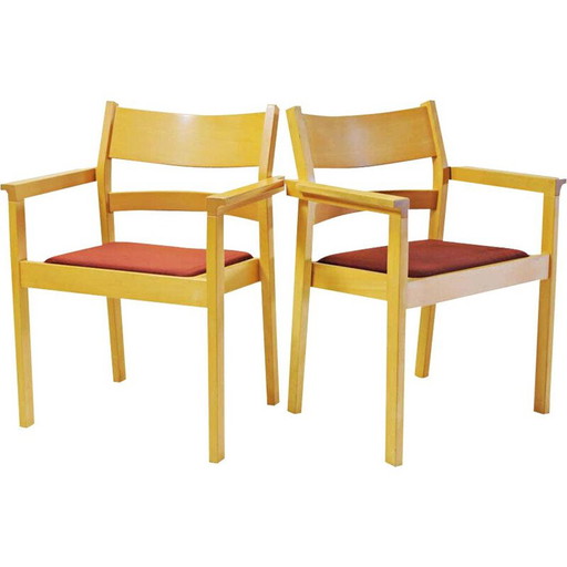 Coppia di poltrone vintage in faggio di Hans J. Wegner 1988