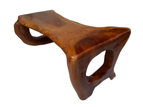 Image 1 of Mesa de diseño estilo tronco de árbol: madera maciza de caoba de una sola pieza