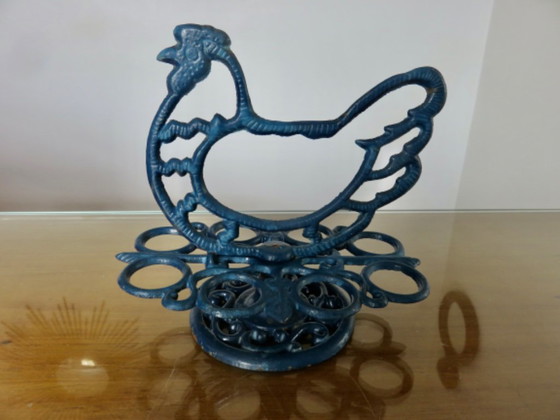 Huevera de hierro fundido esmaltado en azul, para 8 huevos, Francia, 1950 – Objetos decorativos, Cast Iron (photo 5 of 12)