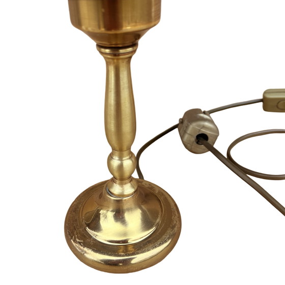 Image 1 of Lampe de nuit en laiton, lampe de table avec abat-jour, Allemagne, 1970