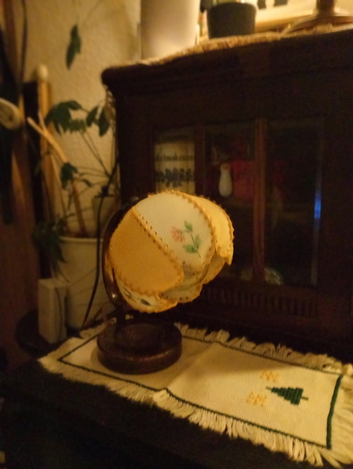 Vintage bedside lamp, floor lamp, Bauhaus, Chippendale, Art Deco, antique – tafellampen, Metal, Paper (photo 2 of 6)
