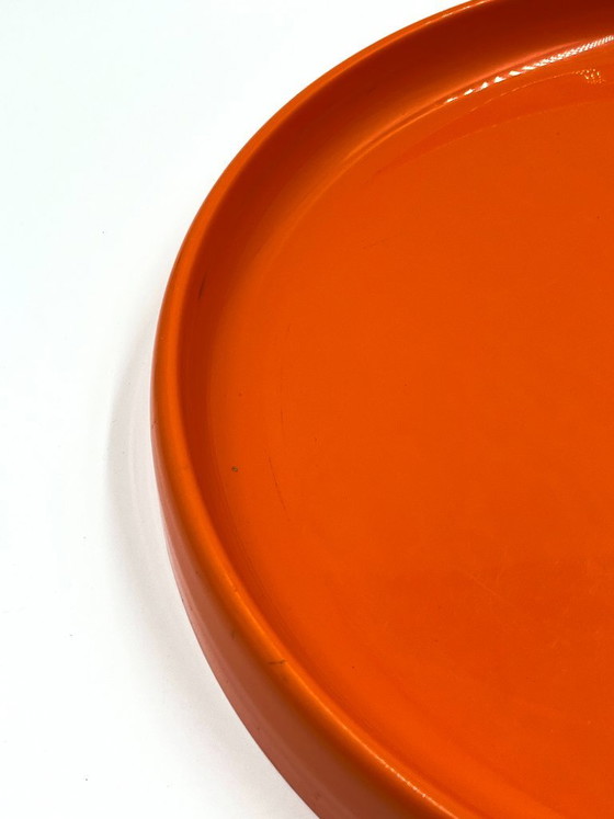 Large Orange Space Age Round Tray, Bowls, Plastic, Modern (photo 3 of 9)