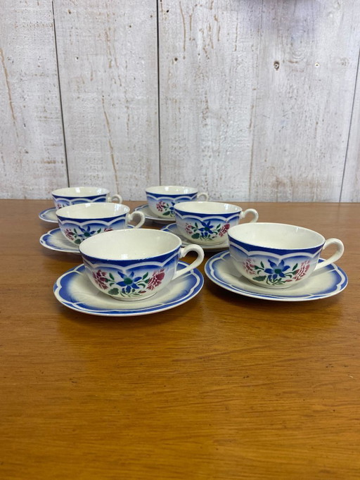 Set aus 6 Vintage-Tassen und Untertassen der Marke „Elorn“