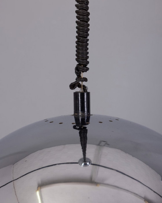 Image 1 of VINTAGE 70'S CHROME METAL AND GLASS CHANDELIER, ITALIAN DESIGN