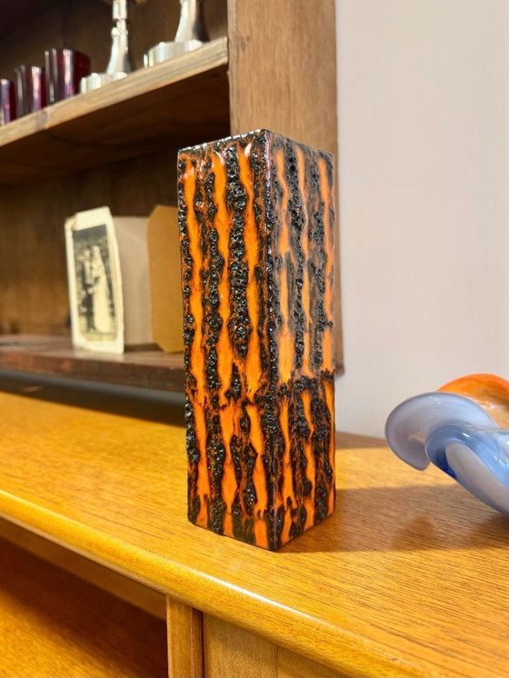 Image 1 of Vaso quadrato arancione vintage Fat Lava di Scheurich Keramik 423